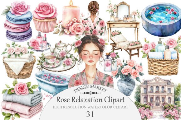 Download Watercolor Rose Relaxation Clipart - Relaxation Collection
